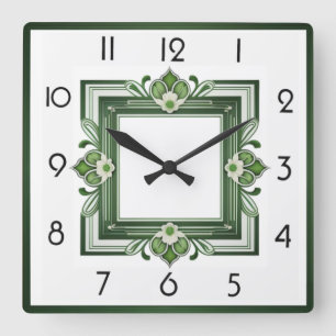 Horloge Carrée Art déco vert
