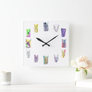 Horloge Carrée Art du collier d'Imaginaire