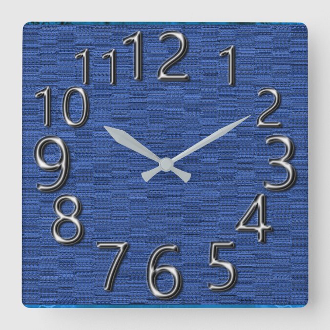 Horloge Carrée Art Du Temps Argent-Rétro-Bleu-Plaisirs (Recto)