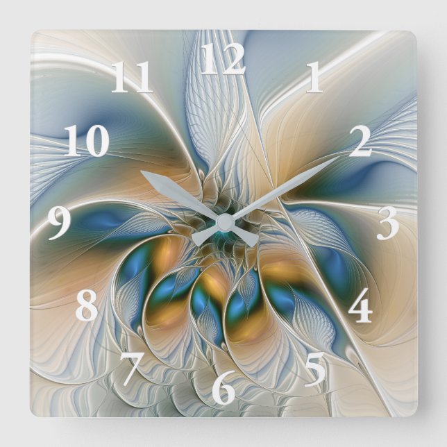 Horloge Carrée Art Fractal De L'Imaginaire Abstrait En Plein Esso (Recto)