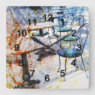Horloge Carrée Art français vintage de café de matin