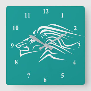 Horloge Carrée Art Lion - Dessin - Choisissez / Ajoutez votre cou