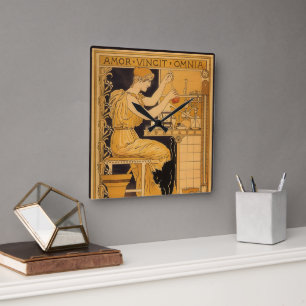 Horloge Carrée Art Nouveau vintage, l'amour conquiert tous les sc