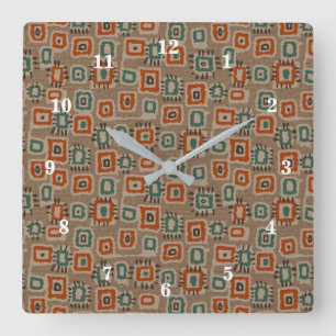 Horloge Carrée Art Old Cloth Patches Wall Clock