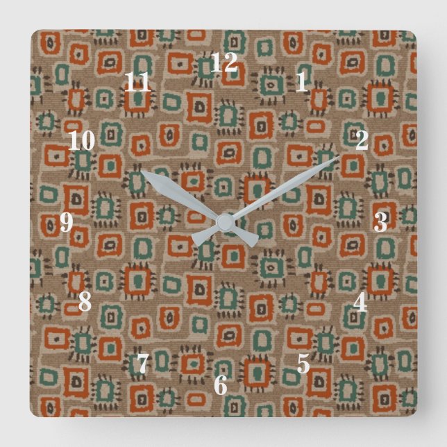 Horloge Carrée Art Old Cloth Patches Wall Clock (Recto)