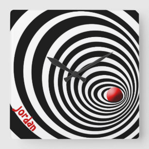 Horloge Carrée Art optique du tunnel temporel