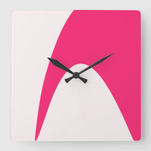Horloge Carrée Art rose magenta abstrait moderne