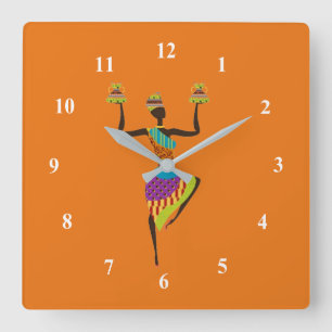 Horloge Carrée Art tribal des femmes africaines