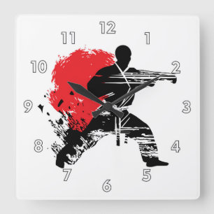 Horloge Carrée Arts martiaux Karate Combat Combat