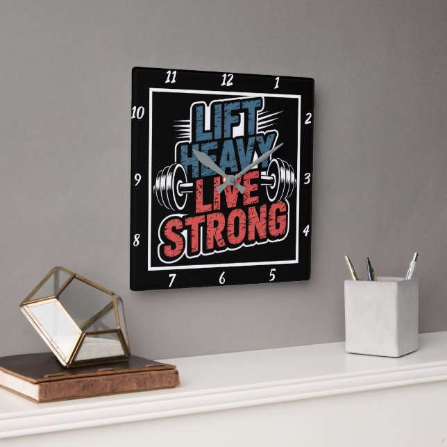 Horloge Carrée Ascenseur Lourd Live Barbell forte (Bureau)