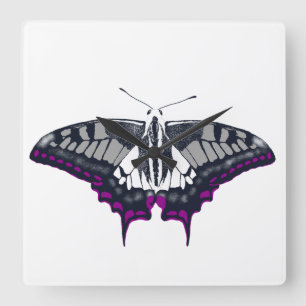 Horloge Carrée Asexual Flag Swallowtail