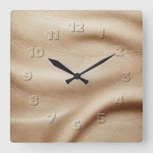 Horloge Carrée aspect cuir
