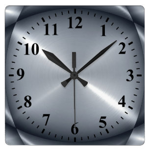 Horloge Carrée Aspect métallique en acier inoxydable métallique