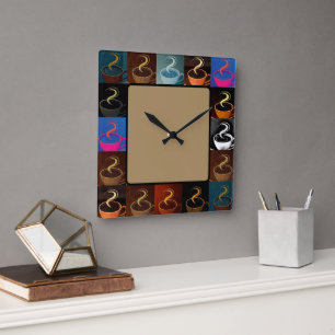 Horloge Carrée assemblage de tasse à café