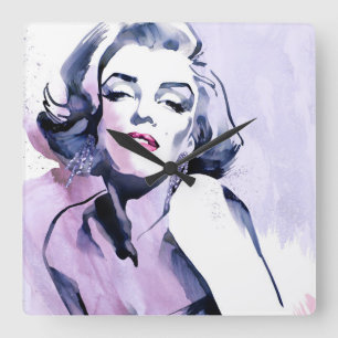 Horloge Carrée Assez dans le pourpre