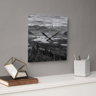 Horloge Carrée Athabasca Lookout, Monochrome Scenery Photography