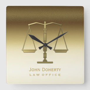 Horloge Carrée ATTORNEY   Golden Personnalisable