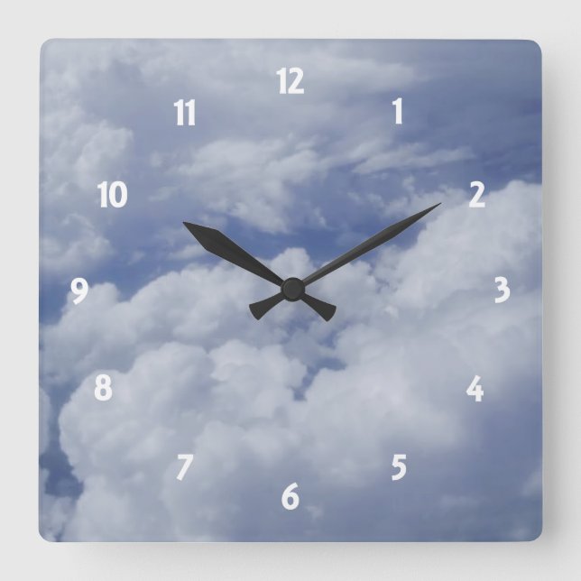 Horloge Carrée Au-dessus de l'horloge de nuages (Recto)