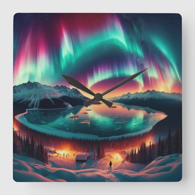Horloge Carrée Aureola Borealis en Alaska (Recto)