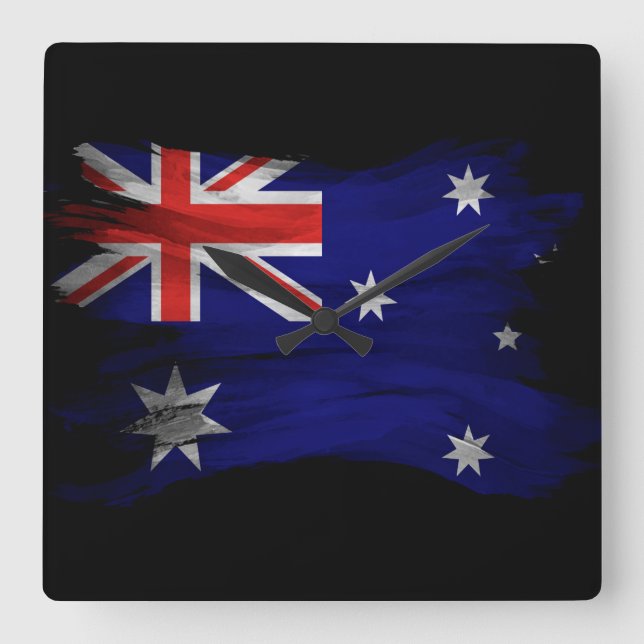 Horloge Carrée Australia flag brush stroke, national flag (Recto)