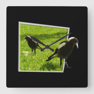 Horloge Carrée Australian Magpies qui se démarquent,