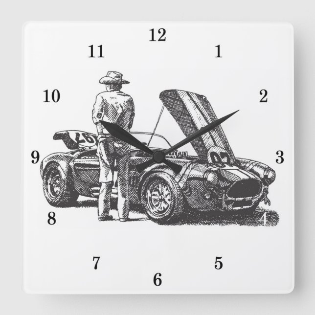 Horloge Carrée Automobile classique Cobra (Recto)