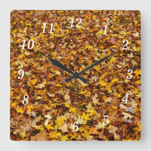 Horloge Carrée Autumn Leaves Abstract