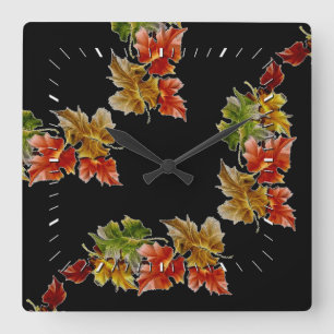 Horloge Carrée Autumn Leaves Pattern