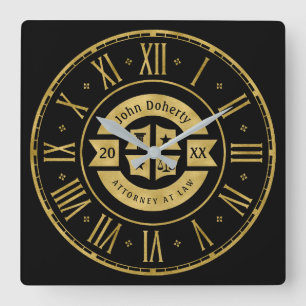 Horloge Carrée Avocat 20XX Avocat En Droit   Elegant Gold Black