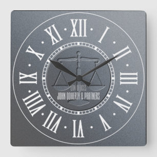 Horloge Carrée Avocat en argent élégant à la loi