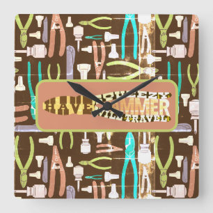 Horloge Carrée Avoir Squeezy Hammer Voyage Retro