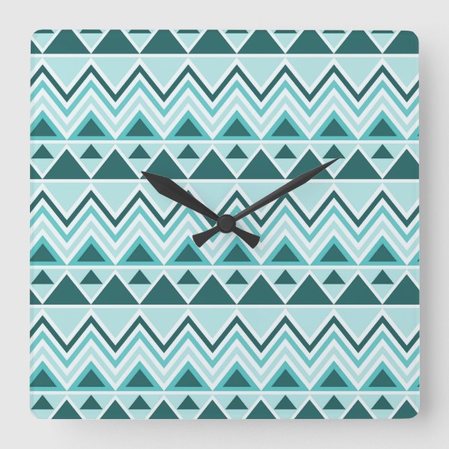 Horloge Carrée Aztec Andes Tribal Mountains Triangles Chevrons (Recto)