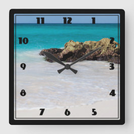 Horloge Carrée Azure Ocean Sandy Beach Photo