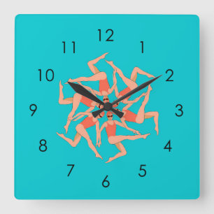 Horloge Carrée Baigneurs Artistiques - Baignade Synchronisée