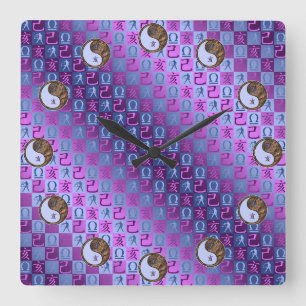 Horloge Carrée Balance & Sanglier de Terre