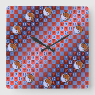 Horloge Carrée Balance & Tigre de Bois