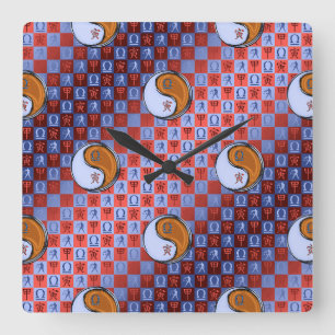 Horloge Carrée Balance & Tigre de Bois