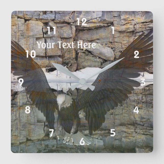 Horloge Carrée Bald Eagle Imaginaire Animal Art (Recto)