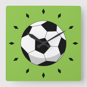 Horloge Carrée Balle de soccer en dessin