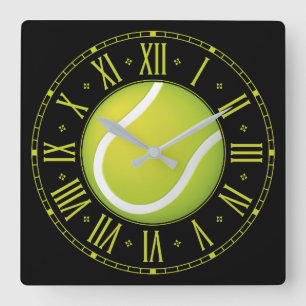 Horloge Carrée Balle de tennis cool   Time for sports