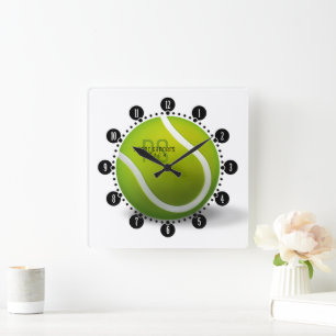 Horloge Carrée Balle de tennis   Temps pour le sport