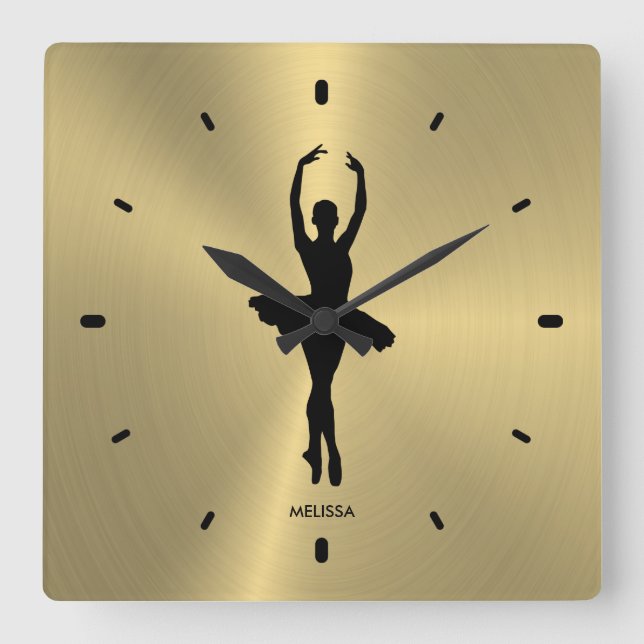Horloge Carrée Ballet Dancer Silhouette (Recto)