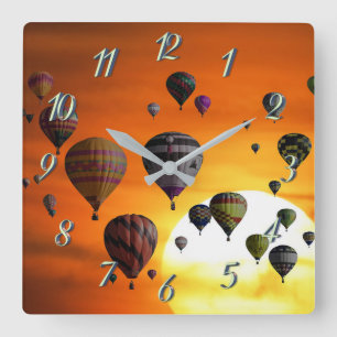 Horloge Carrée Ballons à air chaud en vol