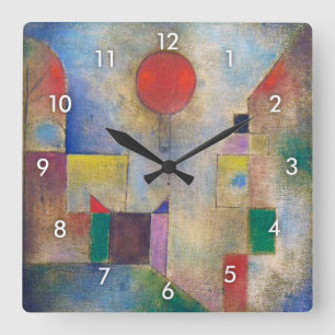 Horloge Carrée Balloon rouge, Klee