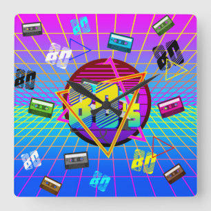 HORLOGE CARRÉE BANDE CASSETTE RÉTRO OLD SCHOOL DES ANNÉES 80