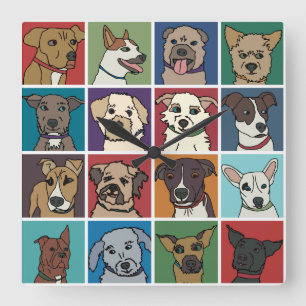 Horloge Carrée Bande dessinée de chien de délivrance