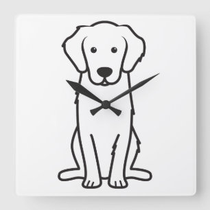 Horloge Carrée Bande dessinée de chien de golden retriever