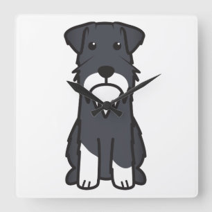 Horloge Carrée Bande dessinée de chien de Schnauzer miniature