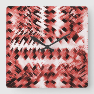 Horloge Carrée Bandes rouges croisées avec des teintes de verre o