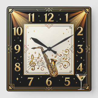 Horloge Carrée Bar musical Art Déco